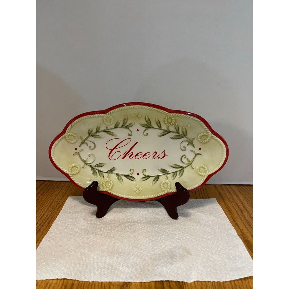 Collectible Fitz And Floyd Christmas Cheer Tray.